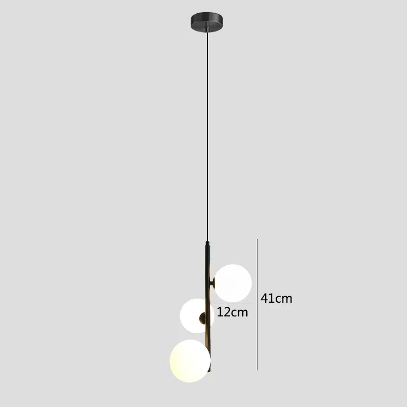 Afralia™ Brass/Black Glass Ball LED Pendant Lights Modern Bedroom Living Room Hanging Lamps