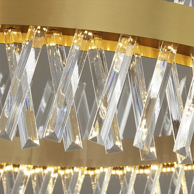 Afralia™ Modern Gold K9 Crystal Ceiling Chandelier for Living Dining Kitchen