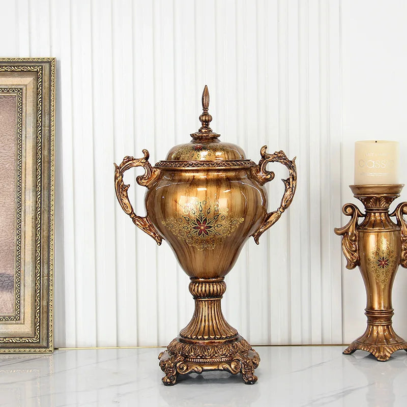 Afralia™ Resin Relief Jar: European Style Decorative Vase & Storage Container