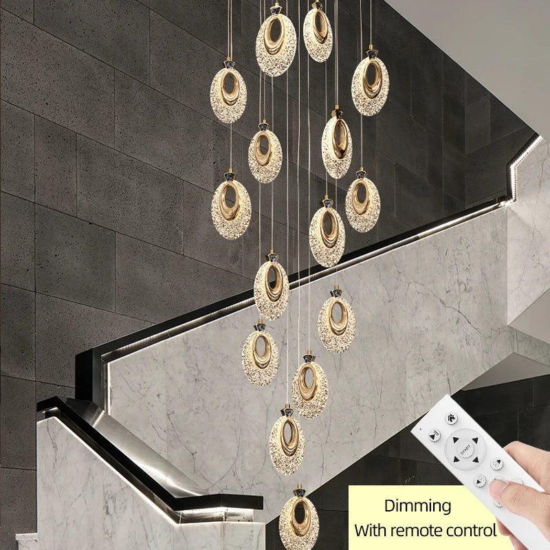 Afralia™ Oval Chandelier: Modern Nordic Villa Stairway Creative Lighting