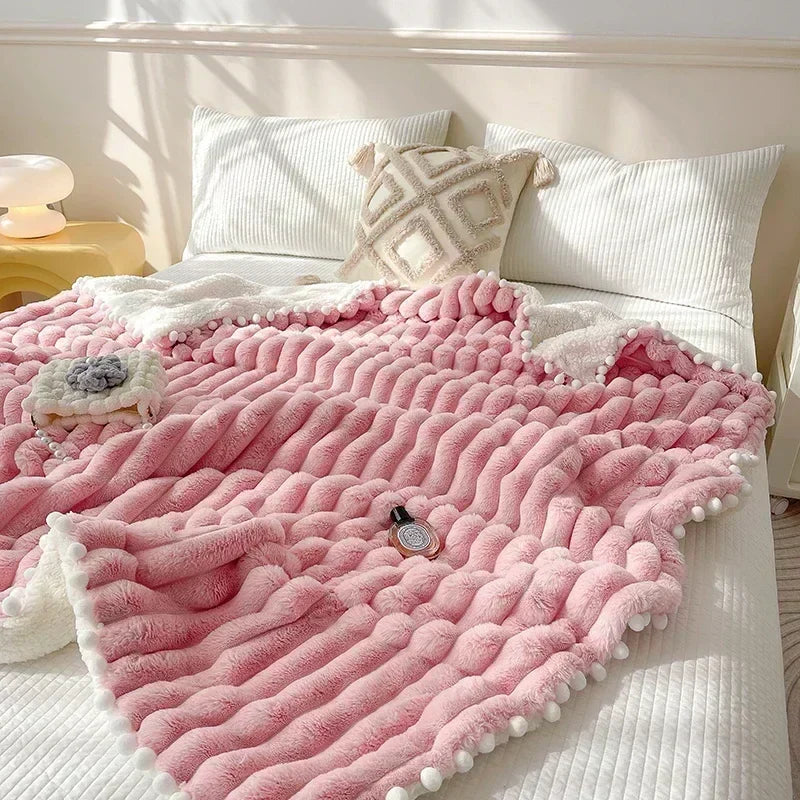 Afralia™ Luxe Faux Rabbit & Lamb's Wool Weighted Blanket for Cozy Autumn Winter Warmth