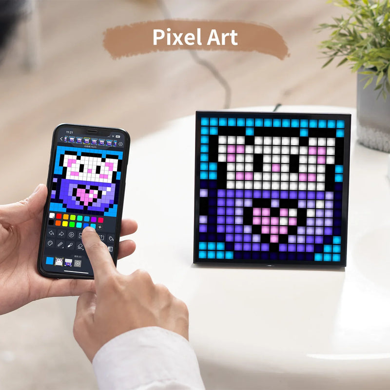 Afralia™ Pixoo-16 Pixel Art WiFi Display Clock & Social Media Tracker Home Decor