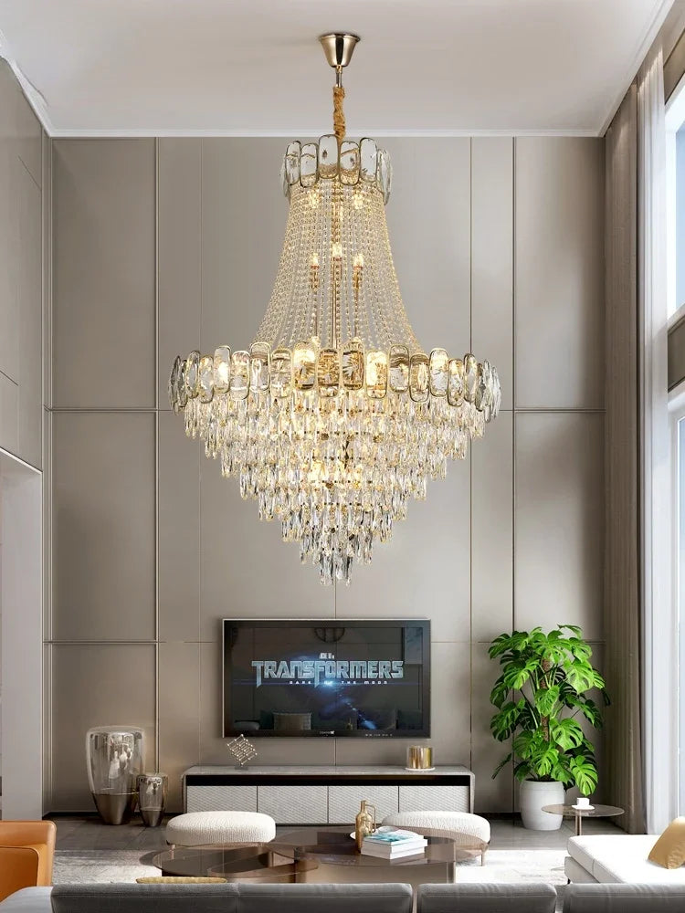 Afralia™ Gold LED Crystal Chandelier Modern Luxury Lighting for Living Room