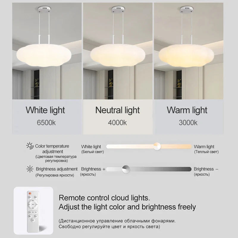 Afralia™ White Cloud LED Pendant Light for Bedroom Kids Living Room Hallway