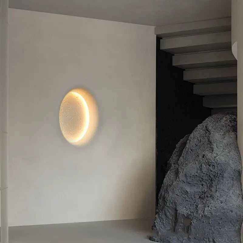 Afralia™ Moon Gypsum Wall Lamp: Creative Bedroom & Living Room Decor_LED Art Painting