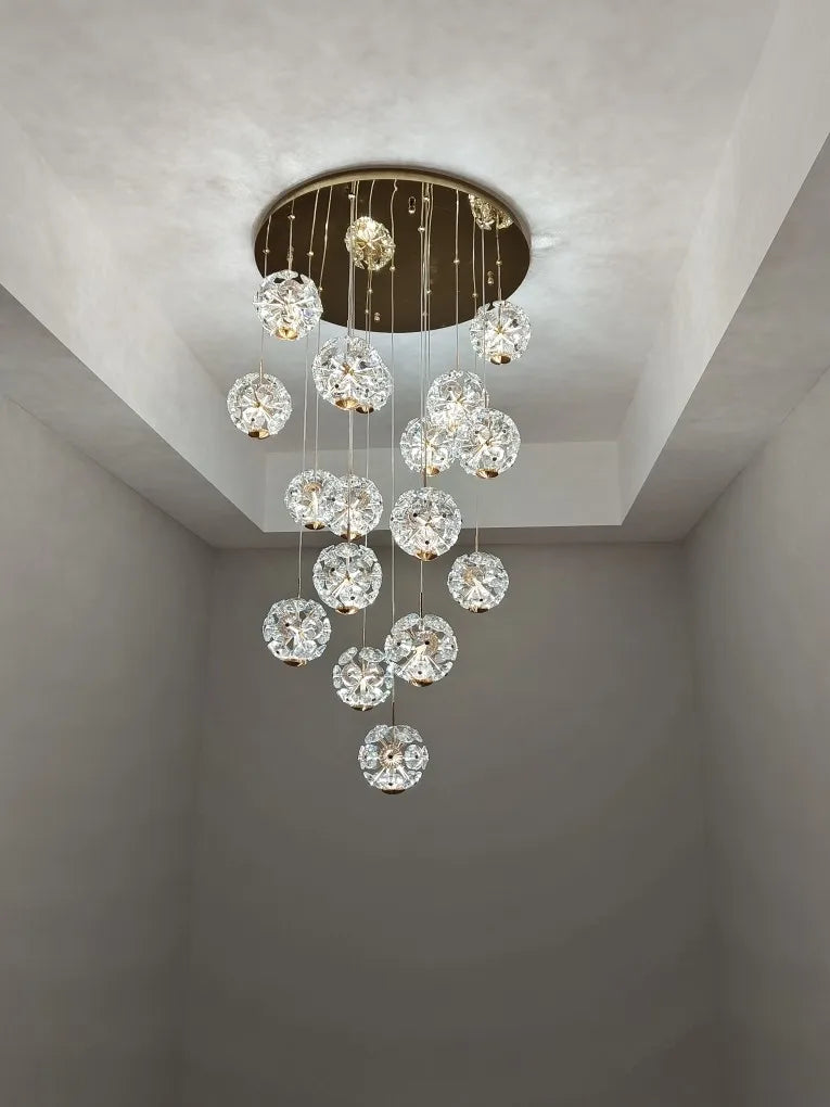 Afralia™ Luxury Modern Crystal Chandelier for Living Room, Villa, Duplex - Golden Staircase Floor Lamp