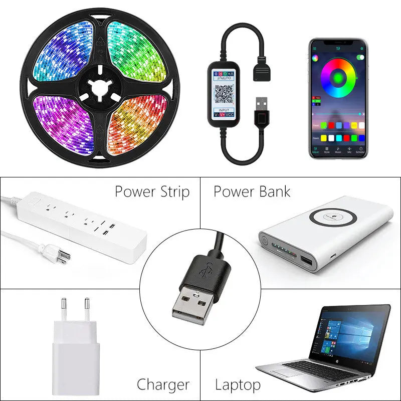 Afralia™ RGB LED Strip Night Light - Waterproof USB 5V Flexible BackLight