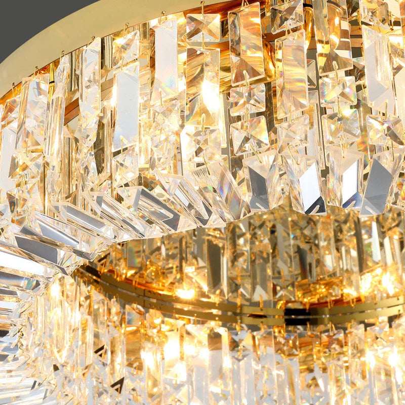 Afralia™ Luxury Crystal Chandelier Gold Ceiling Light for Dining Living Room