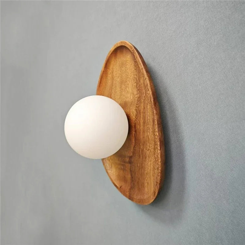 Afralia™ Vintage Wooden Wall Sconce LED Lights for Home Art, Bedroom & Living Room