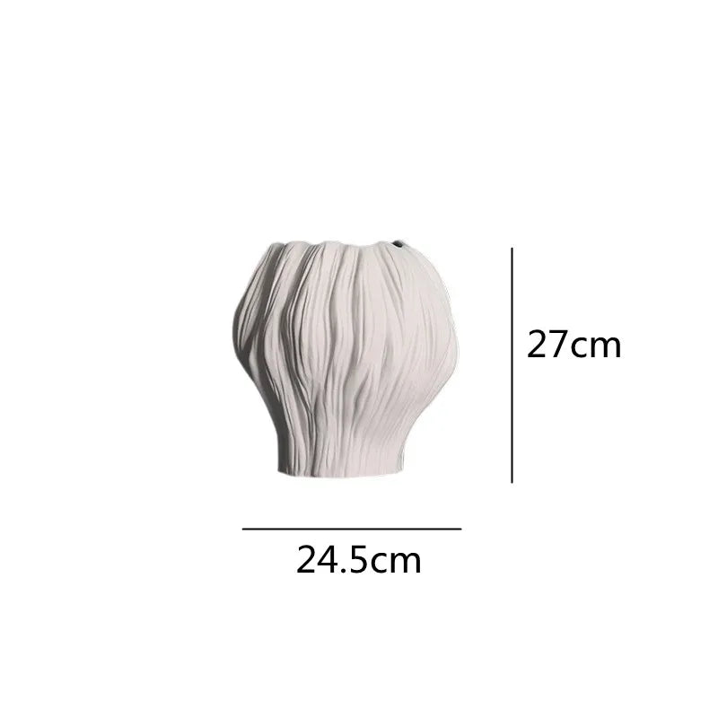 Afralia™ Ceramic Striped Vase for Home Decor and Flower Arrangement