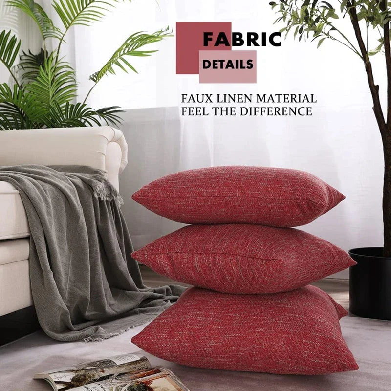 Afralia™ Linen Throw Pillow Covers Set of 2 - Solid Color Farmhouse Decor Case