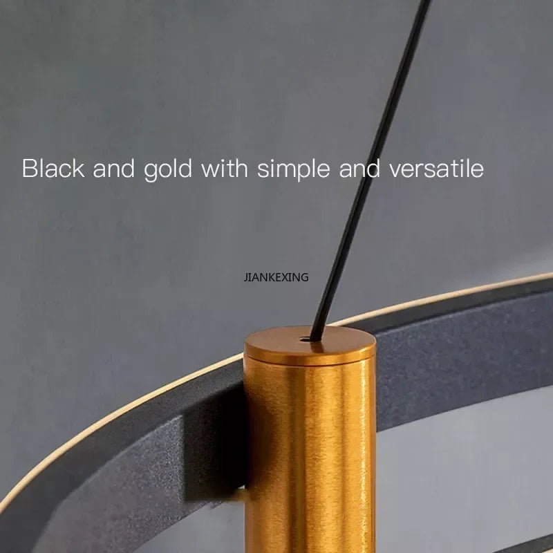 Afralia™ Black Ring LED Pendant Chandelier for Table Dining Living Kitchen Island Lighting