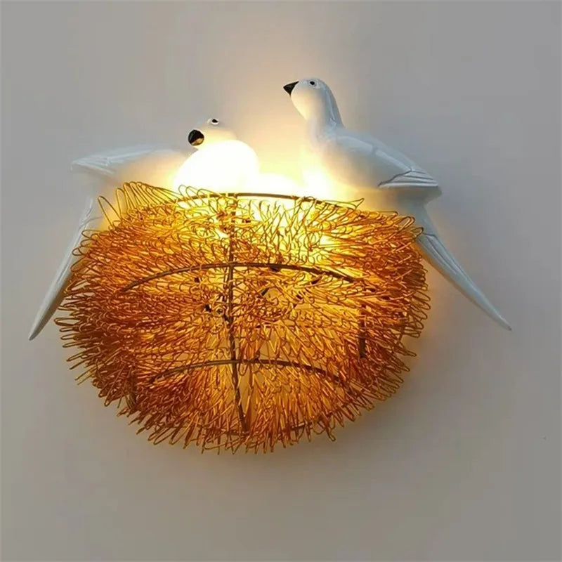 Afralia™ Bird Nest LED Wall Lamp for Children Bedroom, Study Room, Restaurant Decoration