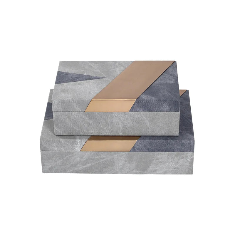 Afralia™ Grey Marble Pattern Leather Storage Box Jewelry Container Desktop Organizer