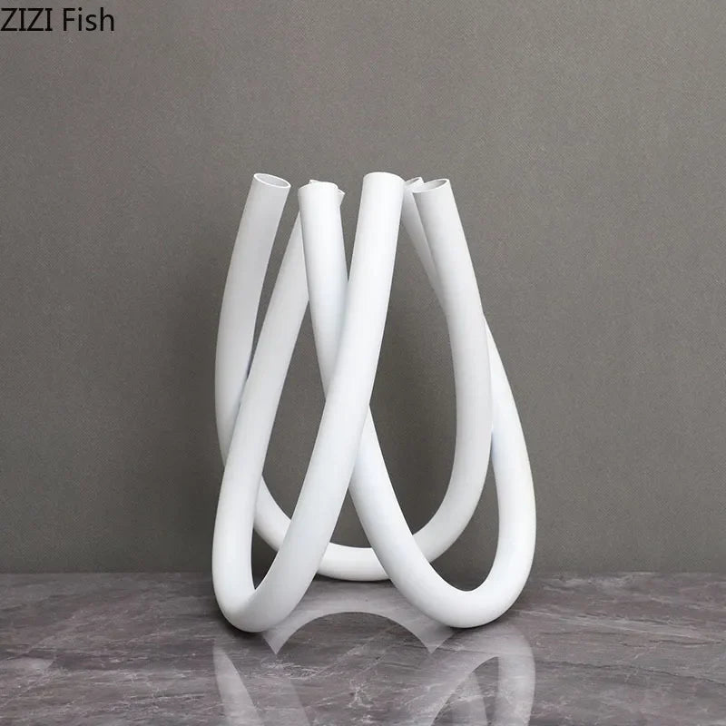 Afralia™ Metal Six-hole Vase Modern Decor Golden Silver Floral Vases Desk Decoration