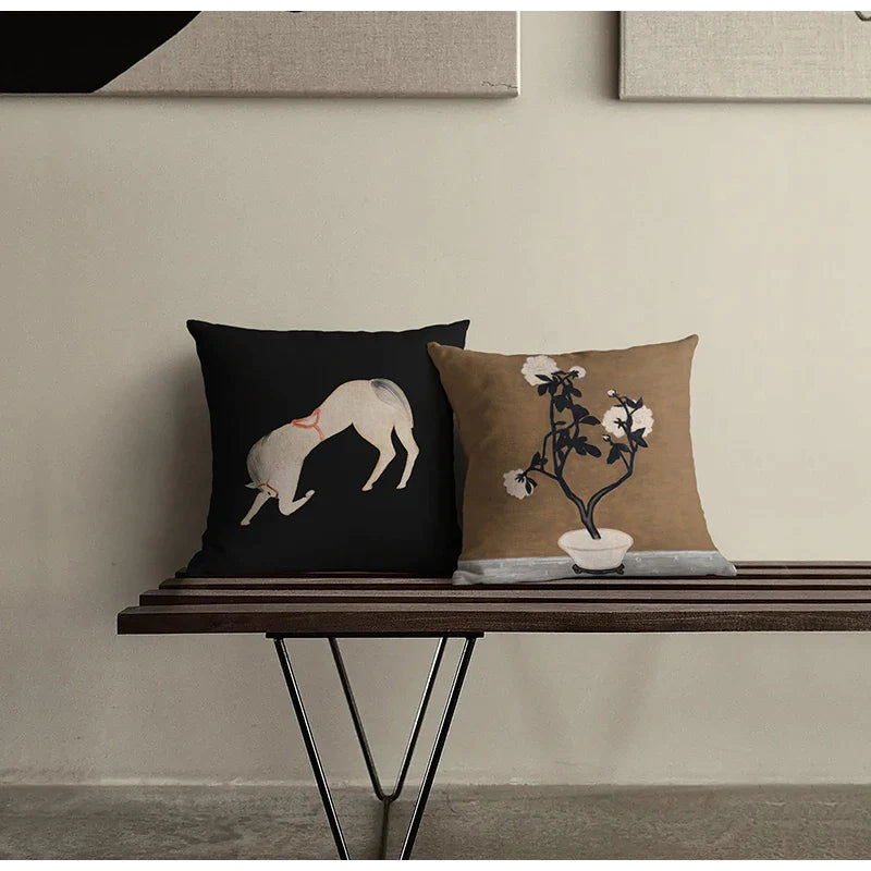 Afralia™ Sanyu Collection Retro Chinese French Decorative Pillow Cover for Living Room