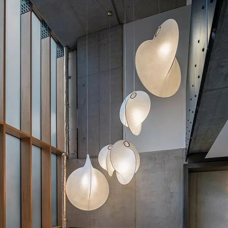 Afralia™ Nordic Silk Chandelier Pendant Lights for Foyer Bedroom Bar, LED Droplight Fixtures