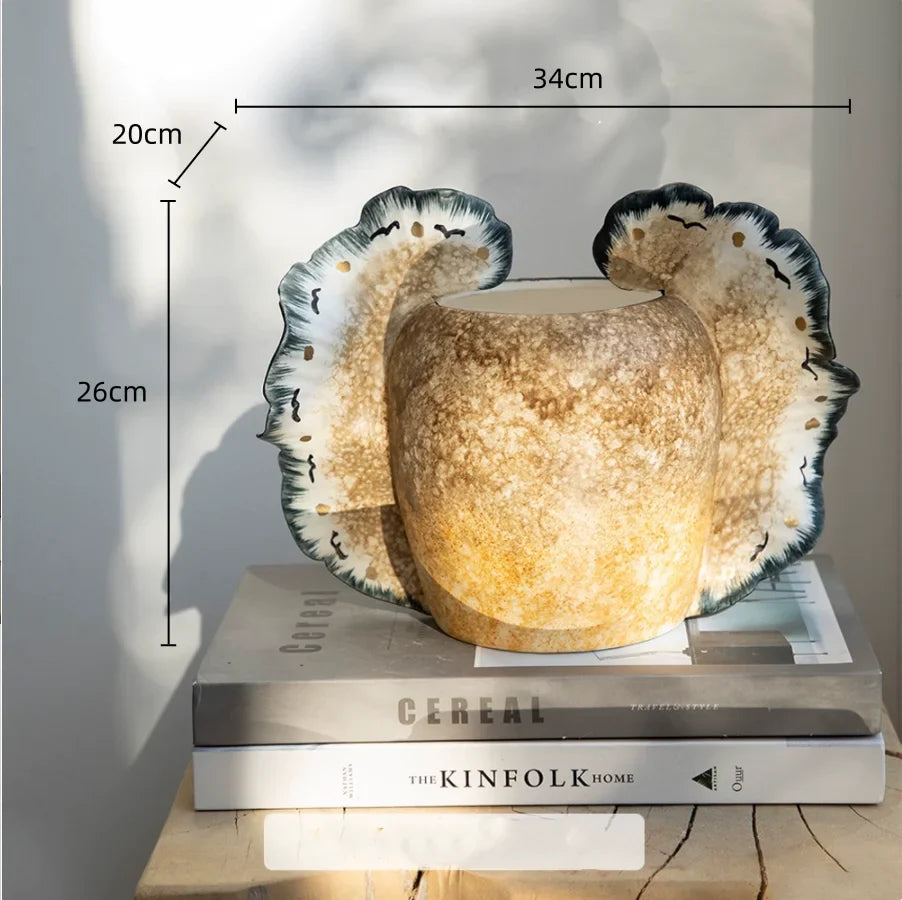 Afralia™ Wavy Wings Hand-painted Ceramic Vases: Unique Floral Decor & Home Accessory