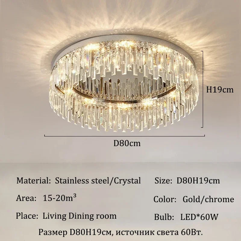 Afralia™ Chrome Crystal Ceiling Lights: Modern Luxury for Living & Dining Room