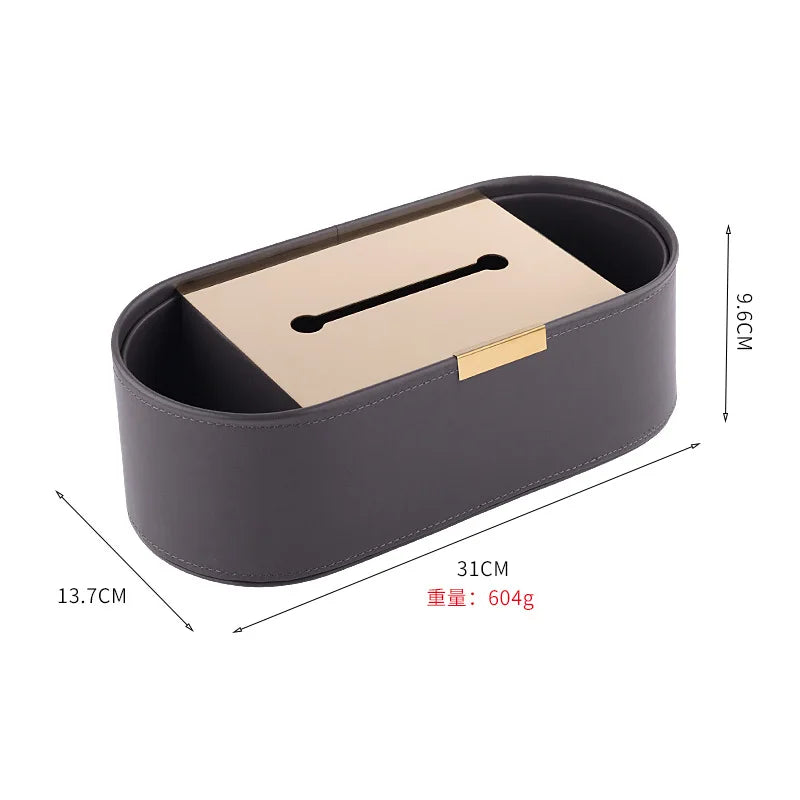 Afralia™ Luxury Leather Tissue Box & Desktop Organizer - High-end Home Decor