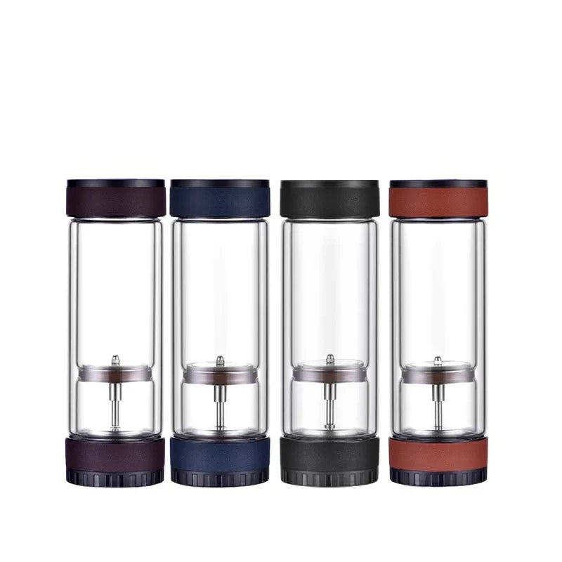 Afralia™ Portable Glass Tea Bottle Tumbler with Separate Brewing and Filtering Bins