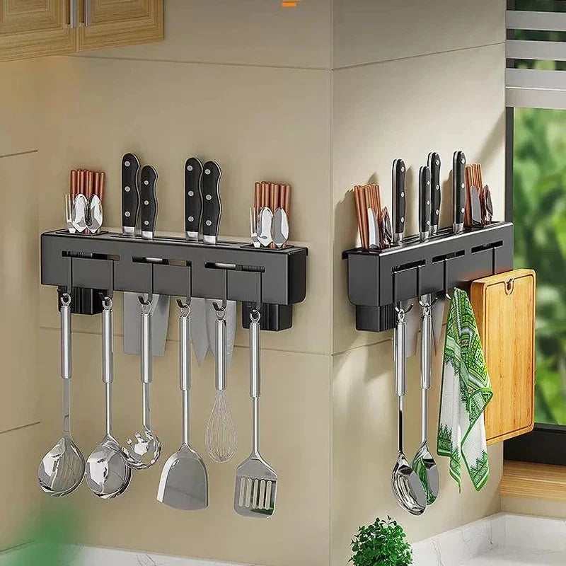 Afralia™ Kitchen Storage Shelf Knife Chopstick Holder Multi-functional Organizer