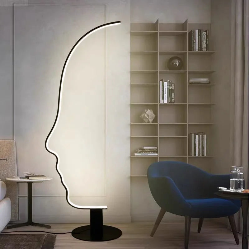 Afralia™ Modern Nordic Human Face Art Floor Lamp for Living Room and Bedroom