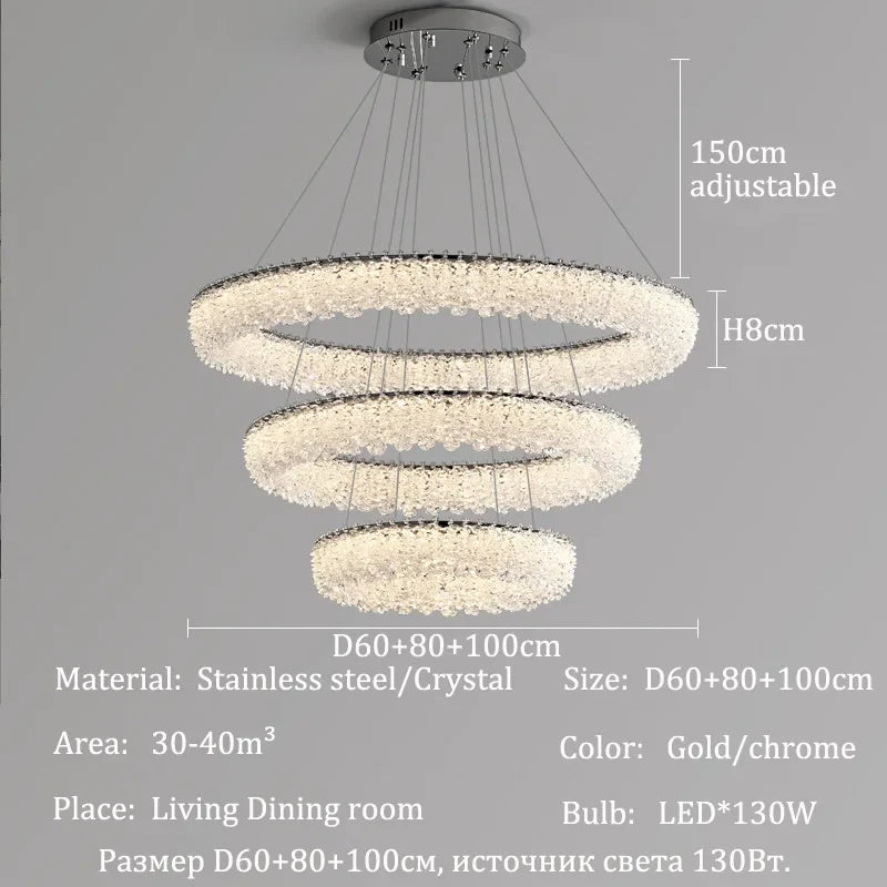 Afralia™ Crystal LED Chandelier Ceiling Light Modern Living Room Decor Pendant Lamp