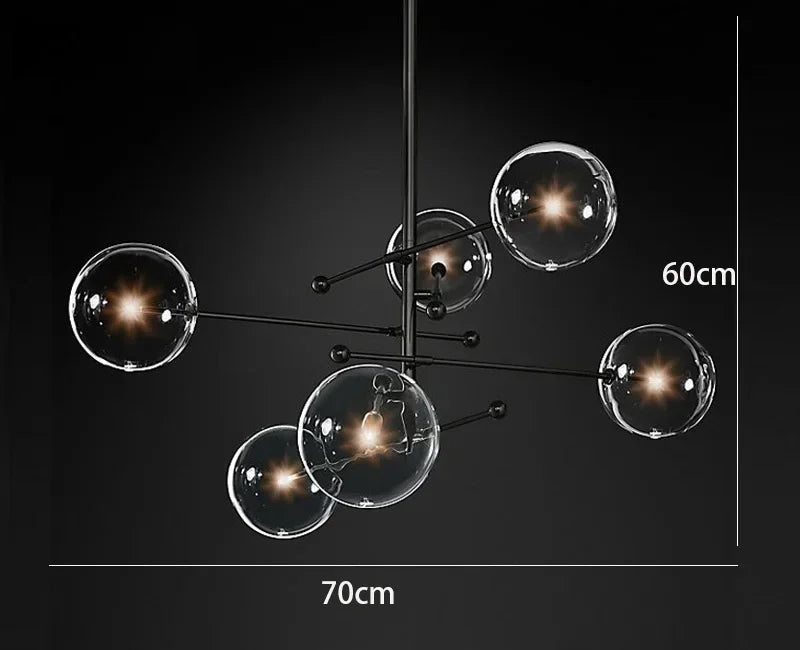 Afralia™ Nordic Glass LED Ceiling Chandelier Black Gold G4 Pendant Lighting