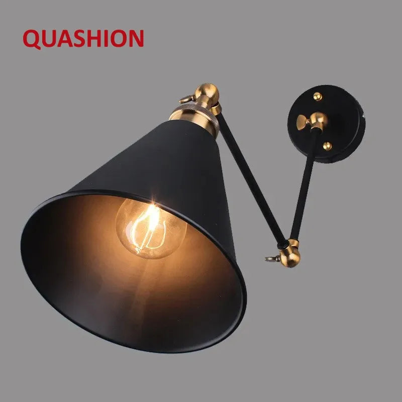 Afralia™ Black Umbrella Lampshade Adjustable Wall Lights for Cafe, Study & Living Room