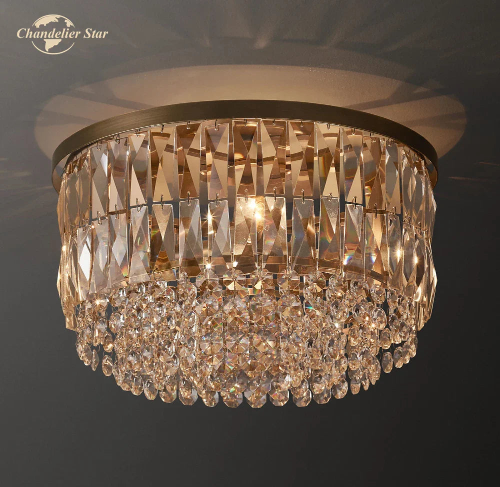 Afralia™ Portia Crystal Flushmount LED Ceiling Light - Modern Prism Design