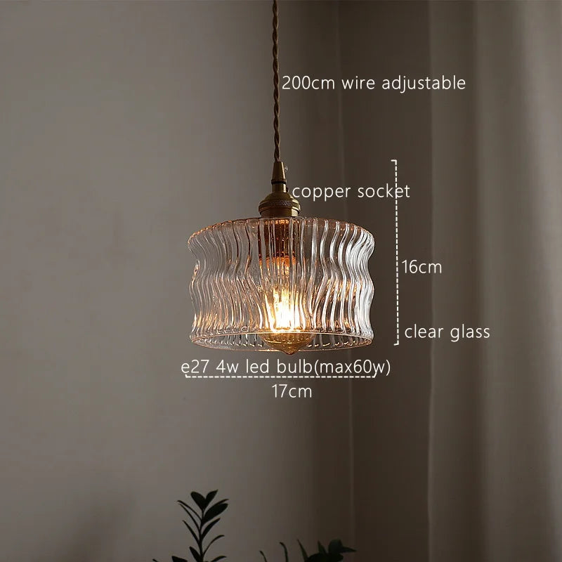 Afralia™ Green Glass LED Pendant Light - Nordic Modern Hanging Lamp