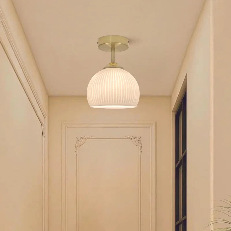 Afralia™ Copper Glass LED Ceiling Light for Indoor Balcony Kitchen Porch Decor