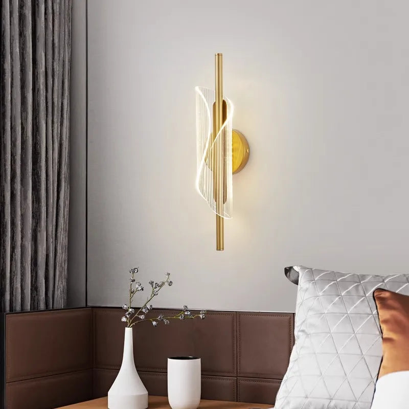 Afralia™ Gold Black LED Wall Sconce Light for Bedroom Living room Aisle Corridor