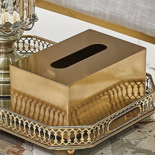 Afralia™ Brass Color Geometric Animal Tissue Box - Luxury Living Room Decor