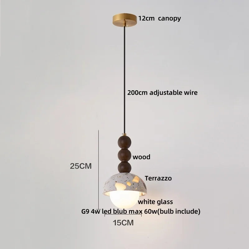 Afralia™ Stone Terrazzo LED Pendant Lights - Modern Nordic Adjustable Hanging Lamp