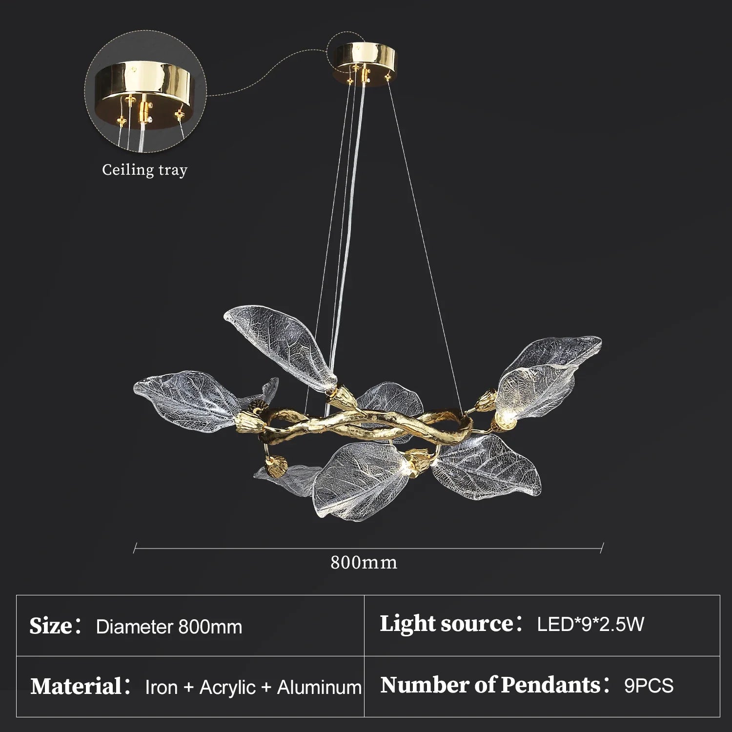 Afralia™ Leaf Design Clear Glass Pendant Light, Luxury Ceiling Lamp