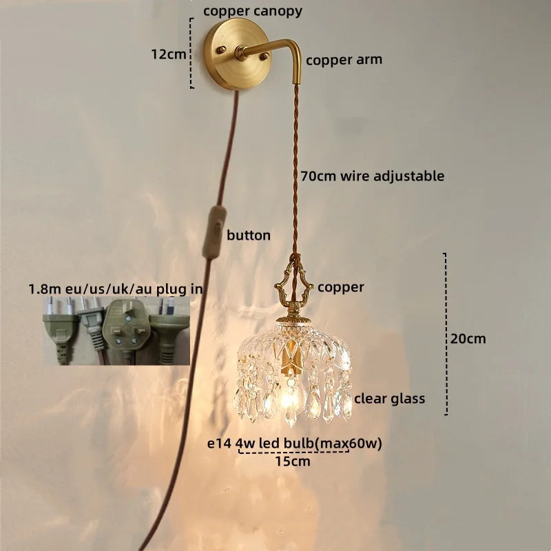 Afralia™ Crystal Glass LED Wall Sconce - Luxury French Stair Light for Home Decor