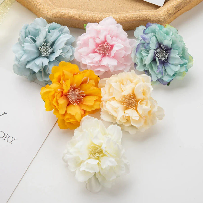 Artificial Peony Flowers Wall Scrapbook Decor Fake Silk Stamen Home Wedding Garden DIY Bouquet Afralia™