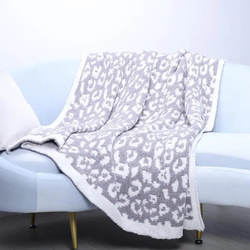Afralia™ Leopard Print Knitted Fleece Blanket: Super Soft & Lightweight for Sofa Nap