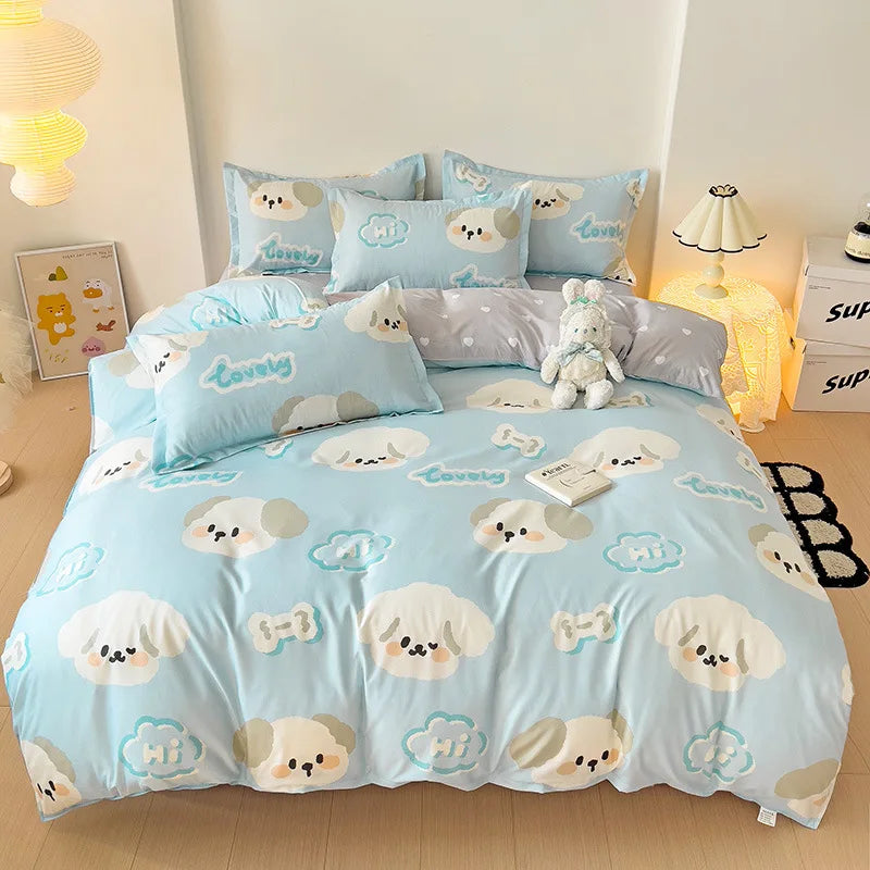 Afralia™ Rabbit Love Print Bedding Set - Queen/King/Single/Double Sizes