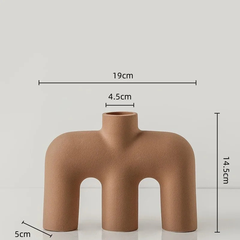 Afralia™ Geometric Ceramic Vase: Hollowed-out Letters Flower Arrangement Home Decor