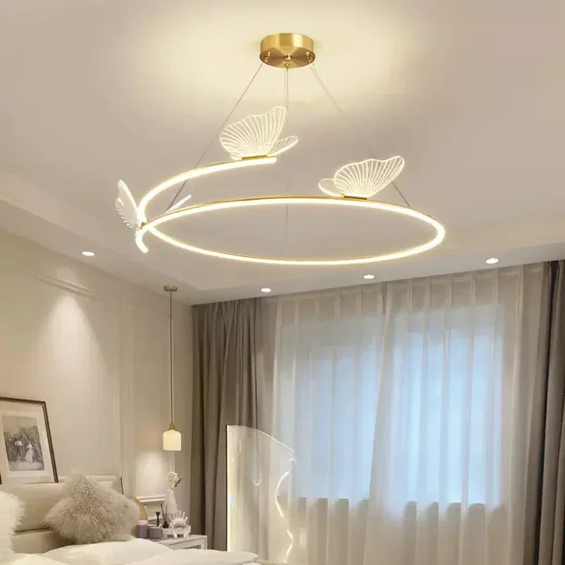 Afralia™ Modern Butterfly Chandelier Minimalist LED Pendant Light for Home Decoration