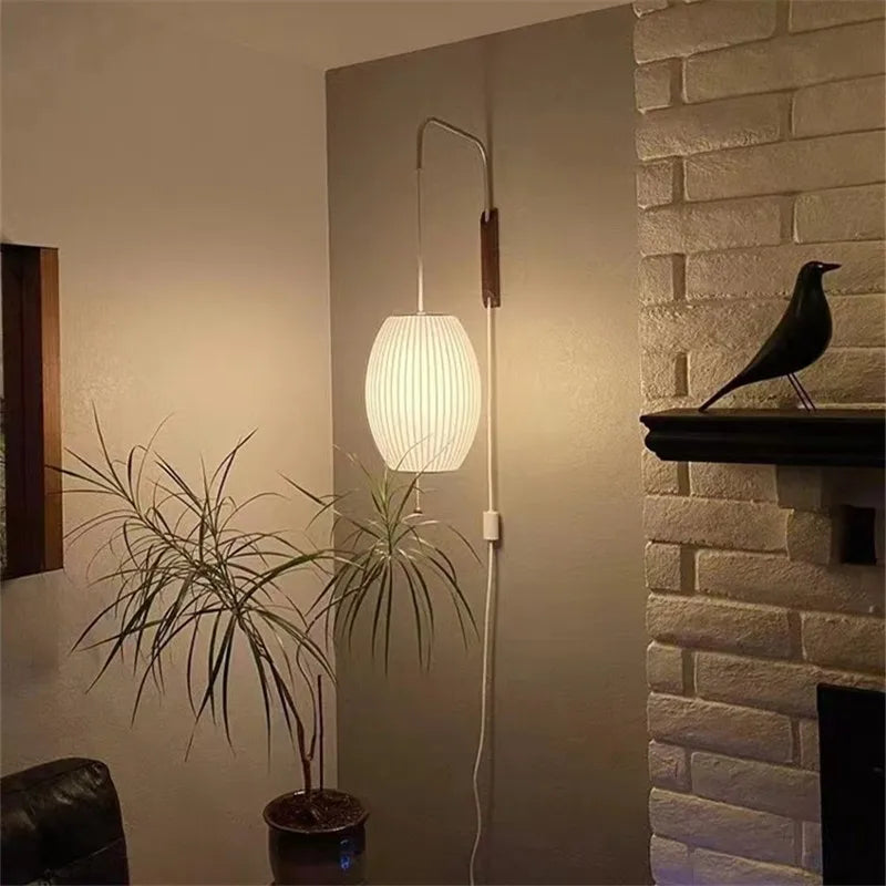 Afralia™ Handwoven Silk Ball Wall Light: Japanese Design for Living Room and Bedroom