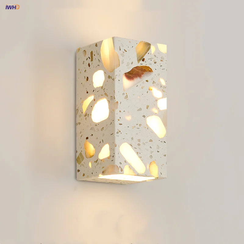 Afralia™ Terrazzo Stone LED Wall Lights for Modern Nordic Interior