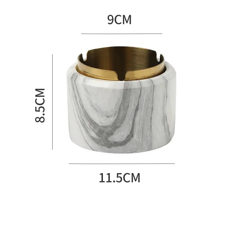 Afralia™ Gold Plated Marble Texture Ashtray - Smoking Accessories Weed Tray