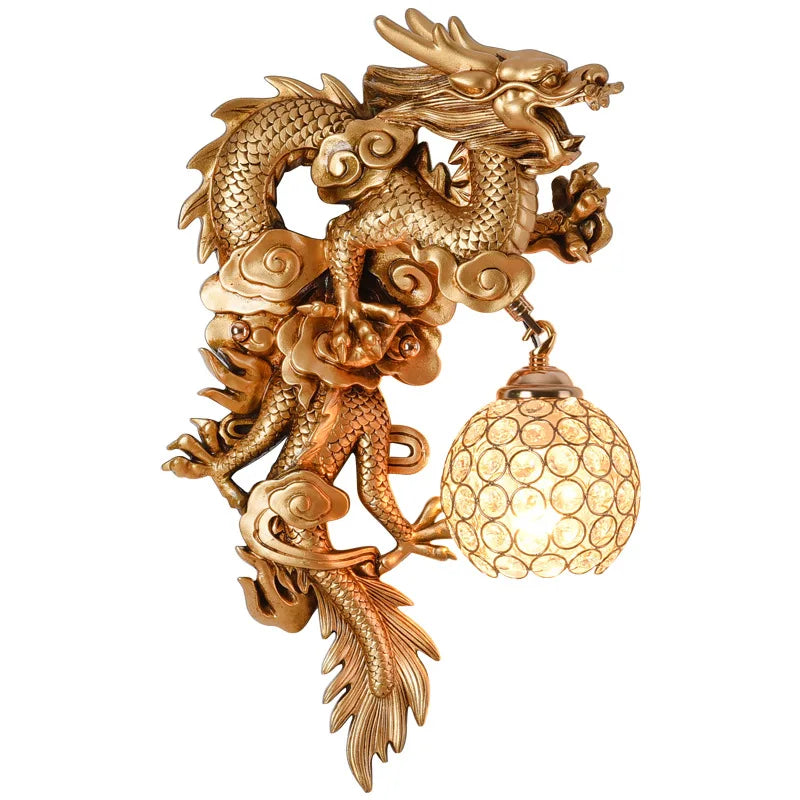 Afralia™ Dragon Phoenix Wall Light: Luxury Decor for Living Room, Bedroom, Staircase