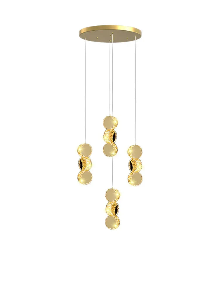 Afralia™ Gold Crystal Chandeliers LED Pendant Lamp for Modern Living Spaces