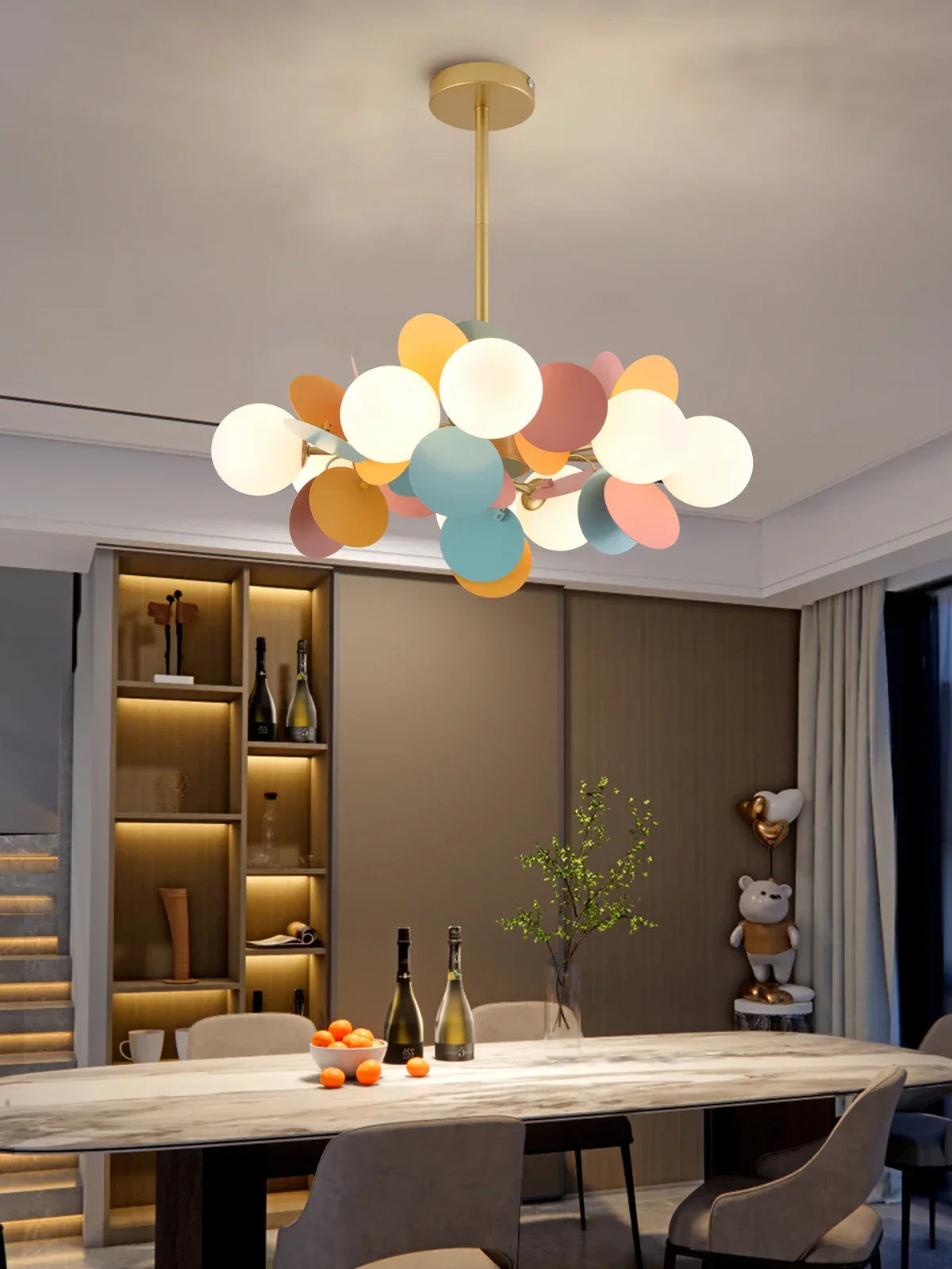 Afralia™ Colorful Chandelier Pendant Lamp for Bedroom Dining Living Room