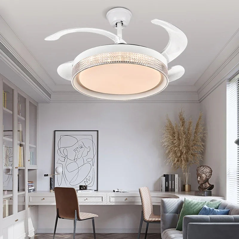 Afralia™ 42/48inch Invisible Chandelier Ceiling Fan with LED Light in Multiple Colors